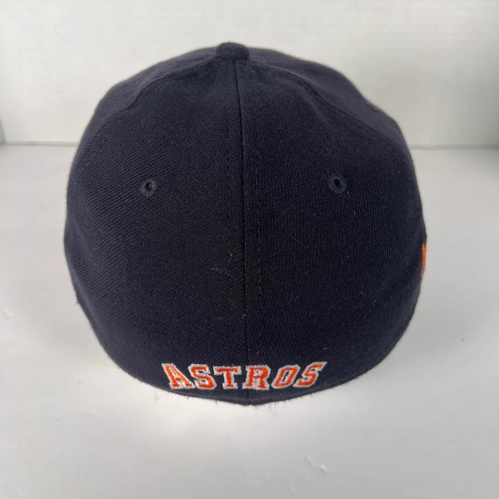 New Era Houston Astros Baseball Cap Black Orange Embroidered‎ Logo Flex Fit S/M